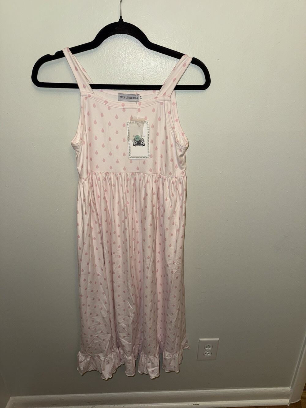 Only Little Once NWT Girls Size 14 Pink Raindrop Sleeveless Maxi Dress Ruffle